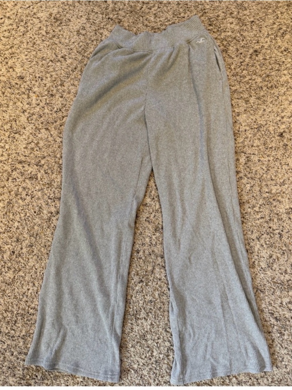 Hollister Gray Ribbed Wide-Leg Sweatpants